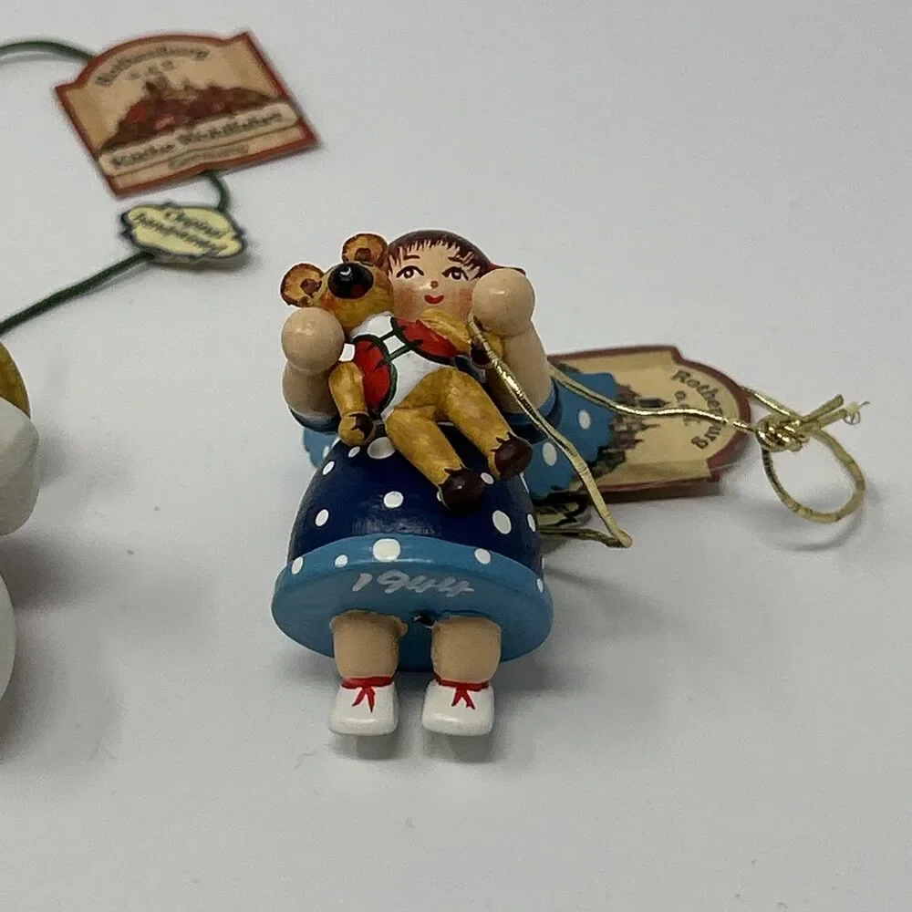 Kathe Wohlfahrt Rothenburg Germany Christmas Wood Ornaments Lot Of 3